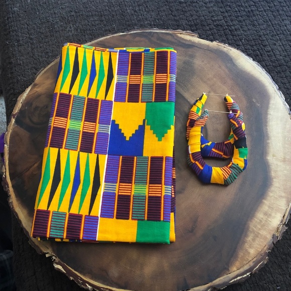 ExploreAfrica.com Jewelry - Matching Kente Head Wrap and Earrings